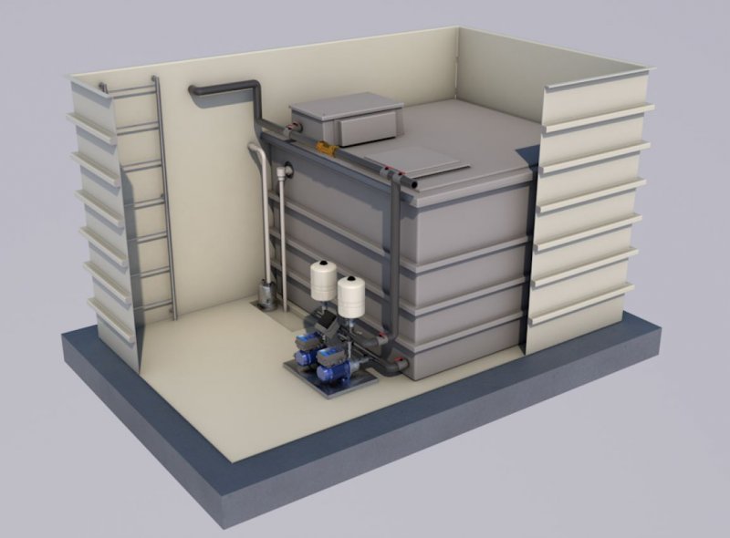 Direct Pumps & Tanks AQUAPOD - Pre-assembled 1500 Litre Packaged Plant Room