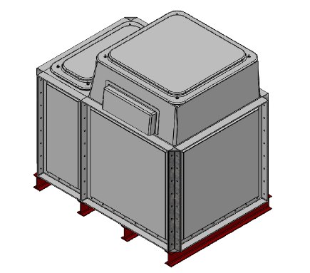 Purewater 1500 Litre GRP Sectional Water Tank, 1.5x1x1 Internally Flanged Base AB Airgap