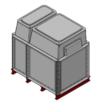 Purewater 1500 Litre GRP Sectional Water Tank, Internally Flanged Base, Divided, AB Airgap