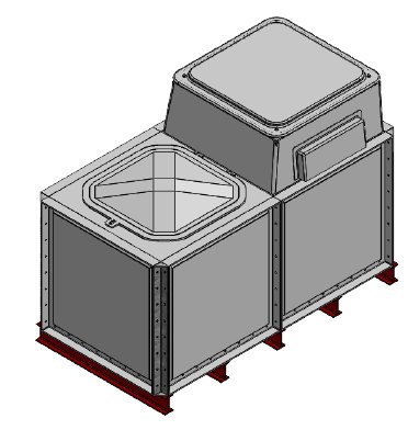 Purewater 2000 Litre GRP Sectional Water Tank, Internally Flanged Base, AB Airgap (IFB)