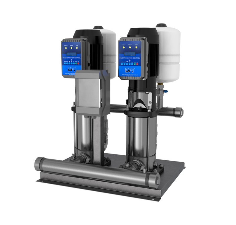 Direct Pumps & Tanks 3' Twin Variable Speed Vertical Booster Pump Set Mid curve duty - 320l/min @ 6.5bar D/A