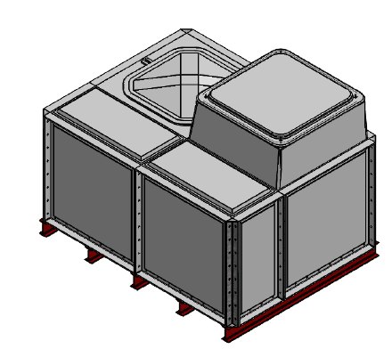 Purewater 3000 Litre GRP Sectional Water Tank, 2x1.5x1 Internally Flanged Base, AB Airgap (IFB)