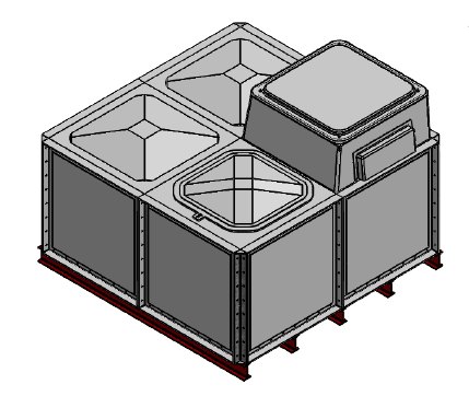 Purewater 4000 Litre GRP Sectional Water Tank, Internally Flanged Base, AB Airgap (IFB)