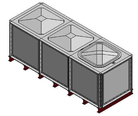 Purewater 3000 Litre GRP Sectional Water Tank, 3x1x1 Internally Flanged Base (IFB)