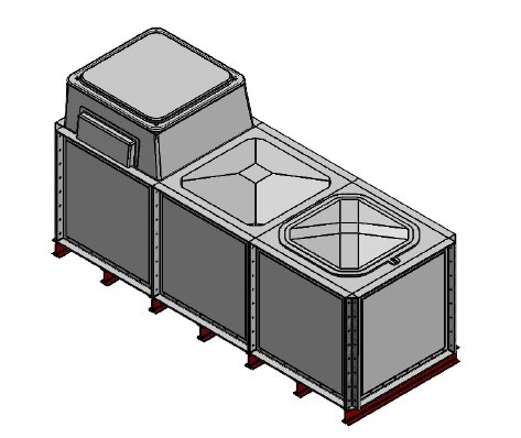 Purewater 3000 Litre GRP Sectional Water Tank, 3x1x1 Internally Flanged Base, AB Airgap (IFB)