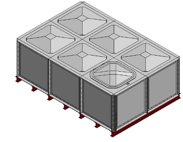 Purewater 6000 Litre GRP Sectional Water Tank, 3x2x1 Internally Flanged Base (IFB)