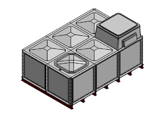 Purewater 6000 Litre GRP Sectional Water Tank, Internally Flanged Base, AB Airgap (IFB)