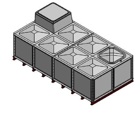 Purewater 8000 Litre GRP Sectional Water Tank, Internally Flanged Base, AB Airgap (IFB)