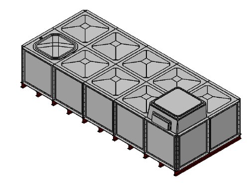 Purewater 10000 Litre GRP Sectional Water Tank, Internally Flanged Base, AB Airgap (IFB)