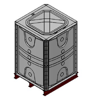 Purewater 1500 Litre GRP Sectional Water Tank, 1x1x1.5 Internally Flanged Base (IFB)