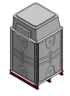 Purewater 1500 Litre GRP Sectional Water Tank, Internally Flanged Base AB Airgap