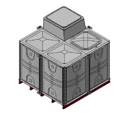 Purewater 6000 Litre GRP Sectional Water Tank, 2x2x1.5 Internally Flanged Base, AB Airgap (IFB)