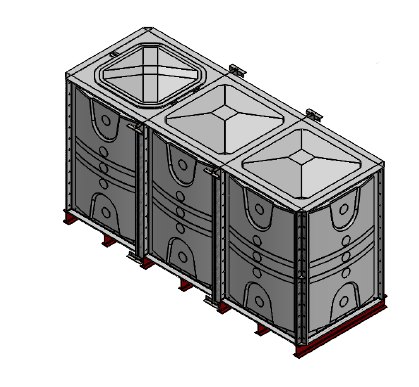 Purewater 4500 Litre GRP Sectional Water Tank, 3x1x1.5 Internally Flanged Base (IFB)