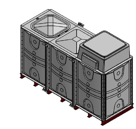 Purewater 4500 Litre GRP Sectional Water Tank, 3x1x1.5 Internally Flanged Base, AB Airgap (IFB)