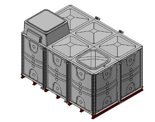 Purewater 9000 Litre GRP Sectional Water Tank, Internally Flanged Base, AB Airgap (IFB)