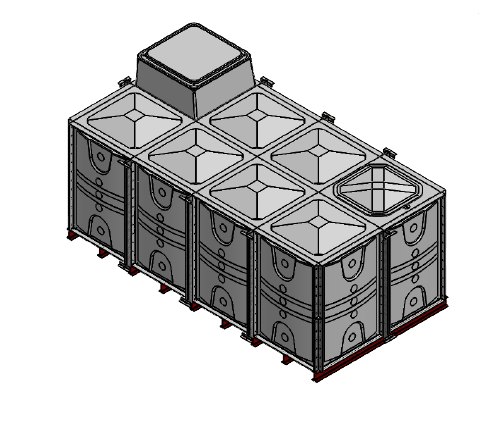 Purewater 12000 Litre GRP Sectional Water Tank, Internally Flanged Base, AB Airgap (IFB)