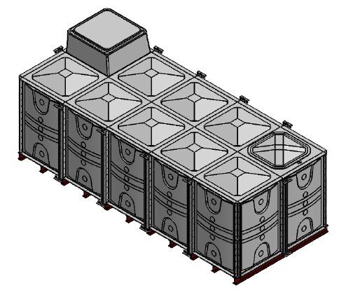 Purewater 15000 Litre GRP Sectional Water Tank, Internally Flanged Base, AB Airgap (IFB)