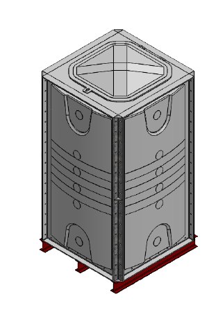 Purewater 2000 Litre GRP Sectional Water Tank, 1x1x2 Internally Flanged Base (IFB)