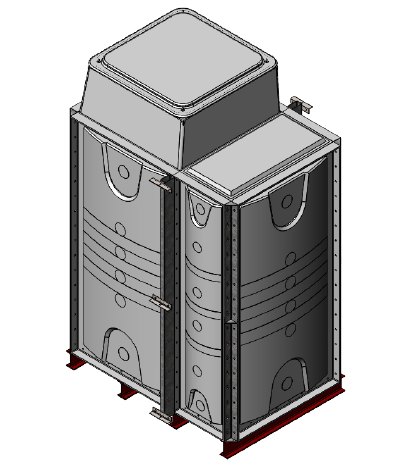 Purewater 3000 Litre GRP Sectional Water Tank, 1.5x1x2 Internally Flanged Base, AB Airgap (IFB)