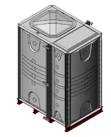 Purewater 3000 Litre GRP Sectional Water Tank, 1.5x1x2 Internally Flanged Base (IFB)