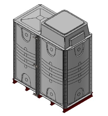 Purewater 4000 Litre GRP Sectional Water Tank, 2x1x2 Internally Flanged Base, AB Airgap (IFB)