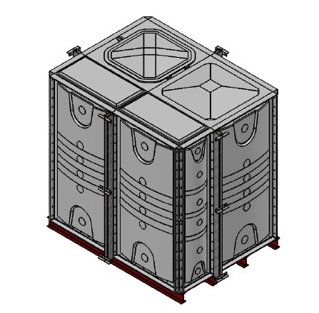 Purewater 6000 Litre GRP Sectional Water Tank, 2x1.5x2 Internally Flanged Base (IFB)