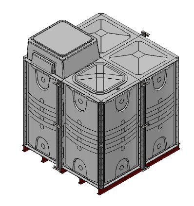 Purewater 8000 Litre GRP Sectional Water Tank, 2x2x2 Internally Flanged Base, AB Airgap (IFB)