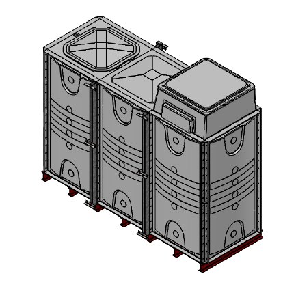 Purewater 6000 Litre GRP Sectional Water Tank, 3x1x2 Internally Flanged Base, AB Airgap (IFB)