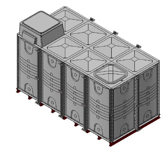 Purewater 16000 Litre GRP Sectional Water Tank, Internally Flanged Base, AB Airgap (IFB)