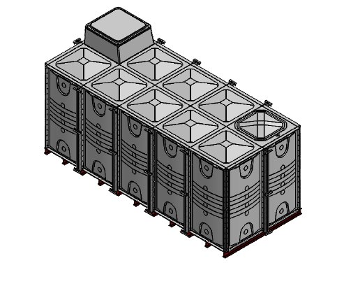 Purewater 20000 Litre GRP Sectional Water Tank, Internally Flanged Base, AB Airgap (IFB)