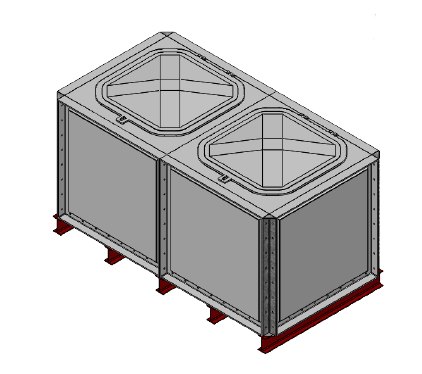 Purewater 2000 Litre GRP Sectional Water Tank, Internally Flanged Base (IFB) Divided