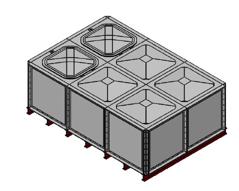 Purewater 6000 Litre GRP Sectional Water Tank, Internally Flanged Base (IFB) Divided