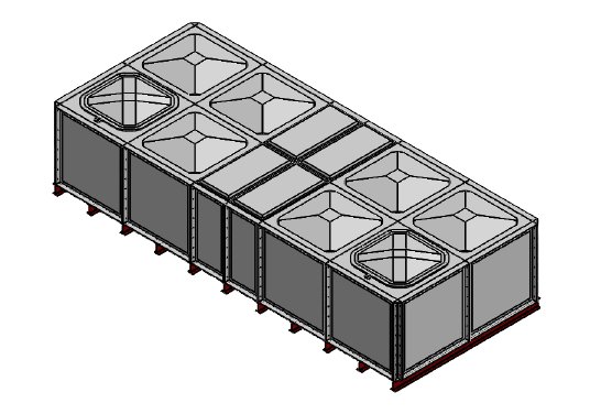 Purewater 10000 Litre GRP Sectional Water Tank, Internally Flanged Base (IFB) Divided