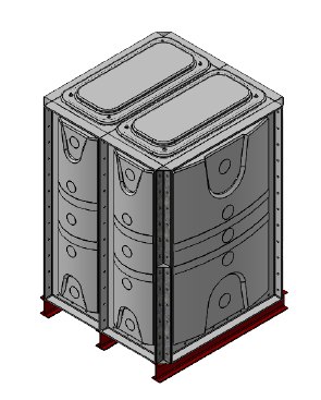 Purewater 1500 Litre GRP Sectional Water Tank, 1x1x1.5(0.5+0.5) Internally Flanged Base (IFB) Divided