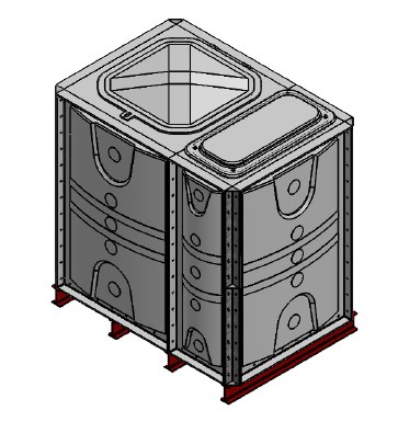 Purewater 2250 Litre GRP Sectional Water Tank, Internally Flanged Base (IFB) Divided