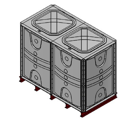 Purewater 3000 Litre GRP Sectional Water Tank, Internally Flanged Base (IFB) Divided