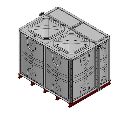 Purewater 4500 Litre GRP Sectional Water Tank, Internally Flanged Base (IFB) Divided