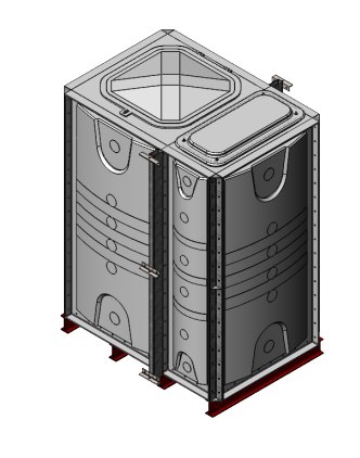 Purewater 3000 Litre GRP Sectional Water Tank, Internally Flanged Base (IFB) Divided