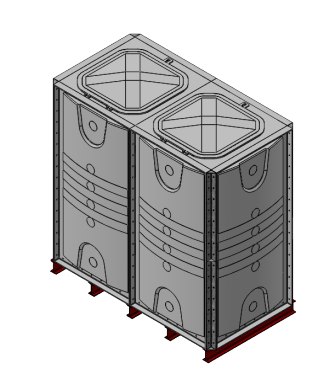 Purewater 4000 Litre GRP Sectional Water Tank, Internally Flanged Base (IFB) Divided