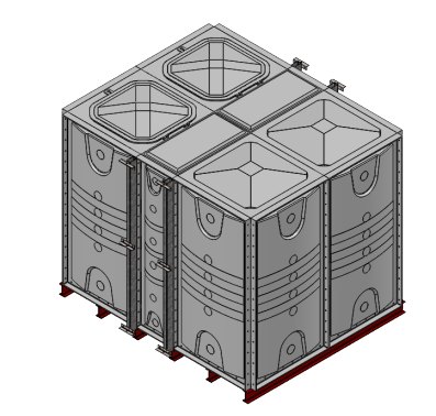 Purewater 10000 Litre GRP Sectional Water Tank, Internally Flanged Base (IFB) Divided