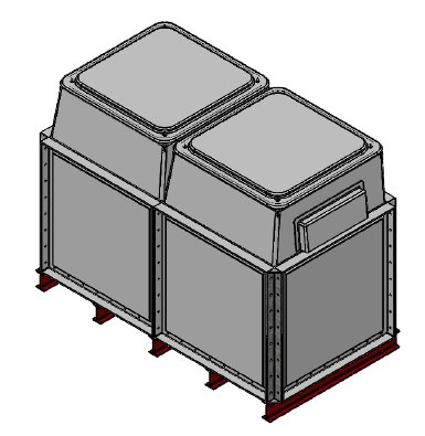 Purewater 2000 Litre GRP Sectional Water Tank, Internally Flanged Base, Divided, AB Airgap