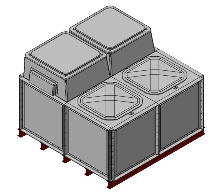 Purewater 4000 Litre GRP Sectional Water Tank, Internally Flanged Base, Divided, AB Airgap