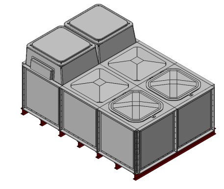 Purewater 6000 Litre GRP Sectional Water Tank, Internally Flanged Base, Divided, AB Airgap