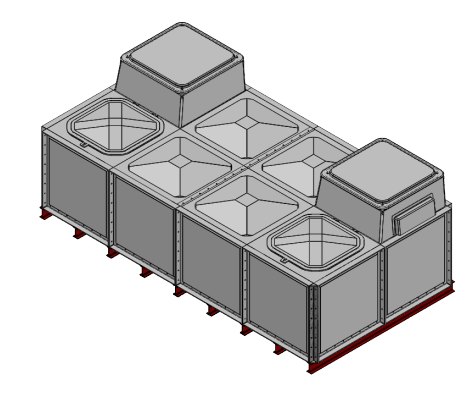 Purewater 8000 Litre GRP Sectional Water Tank, Internally Flanged Base, Divided, AB Airgap