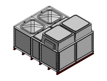 Purewater 5000 Litre GRP Sectional Water Tank, Internally Flanged Base, Divided, AB Airgap