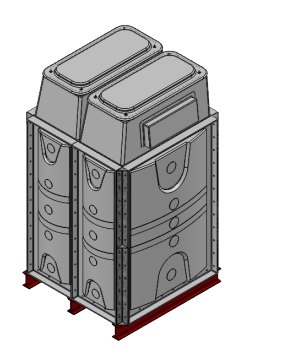 Purewater 1500 Litre GRP Sectional 1x1x1.5 Water Tank, Internally Flanged Base, Divided, AB Airgap