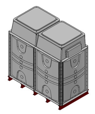 Purewater 3000 Litre GRPSectional Water Tank (2x1x1.5), Internally Flanged Base, Divided, AB Airgap