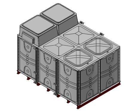 Purewater 9000 Litre GRP Sectional Water Tank, Internally Flanged Base, Divided, AB Airgap