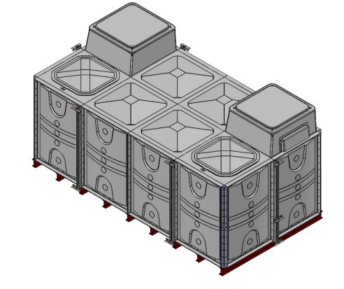 Purewater 12000 Litre GRP Sectional Water Tank, Internally Flanged Base, Divided, AB Airgap