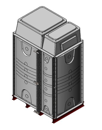 Purewater 3000 Litre GRP Sectional 1.5x1x2 Water Tank, Internally Flanged Base, Divided, AB Airgap